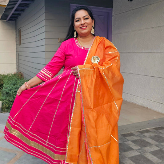 Suhani Hot Pink Cotton Anarkali