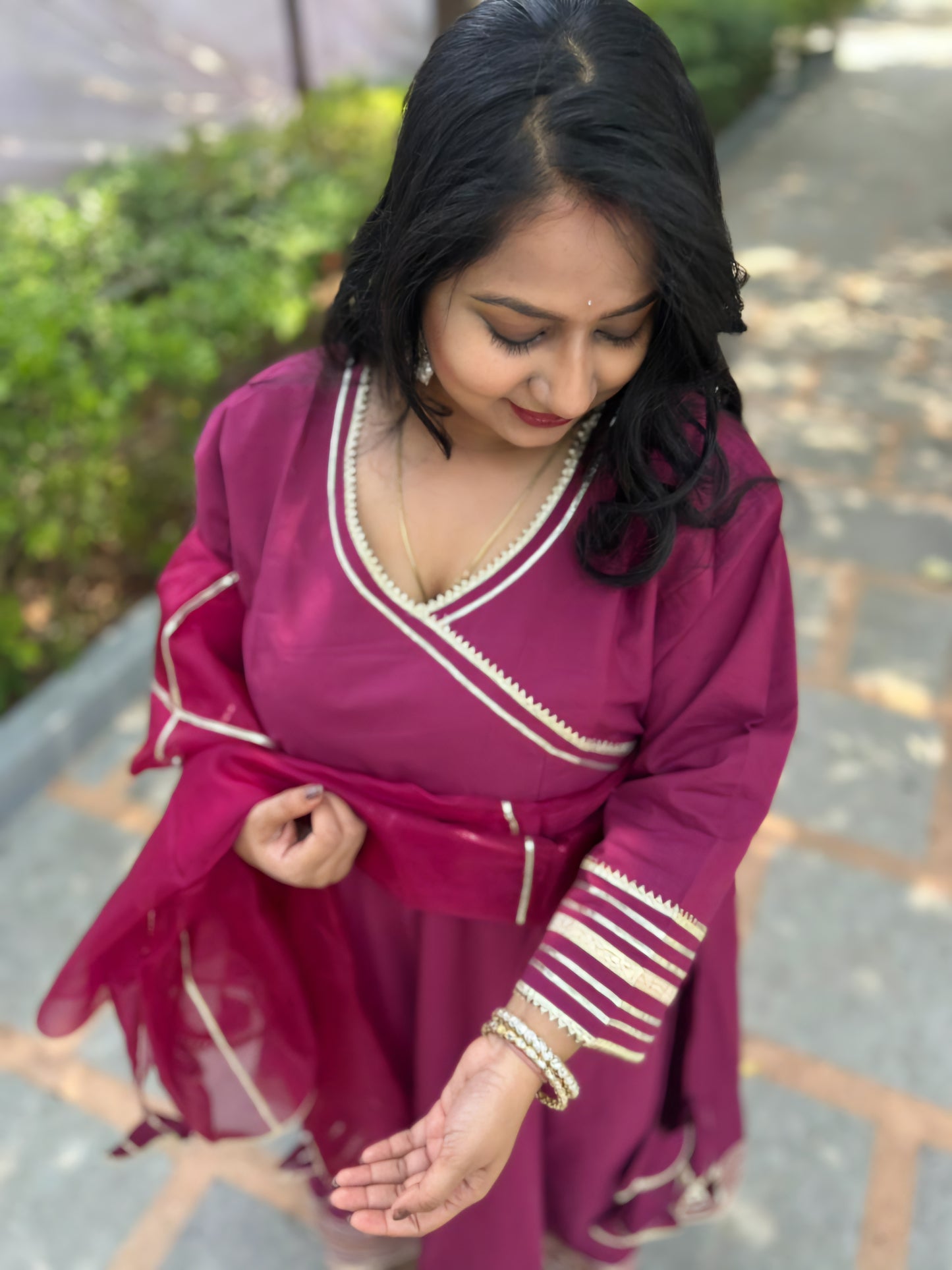 Ruhani Magenta Gota Work Anarkali