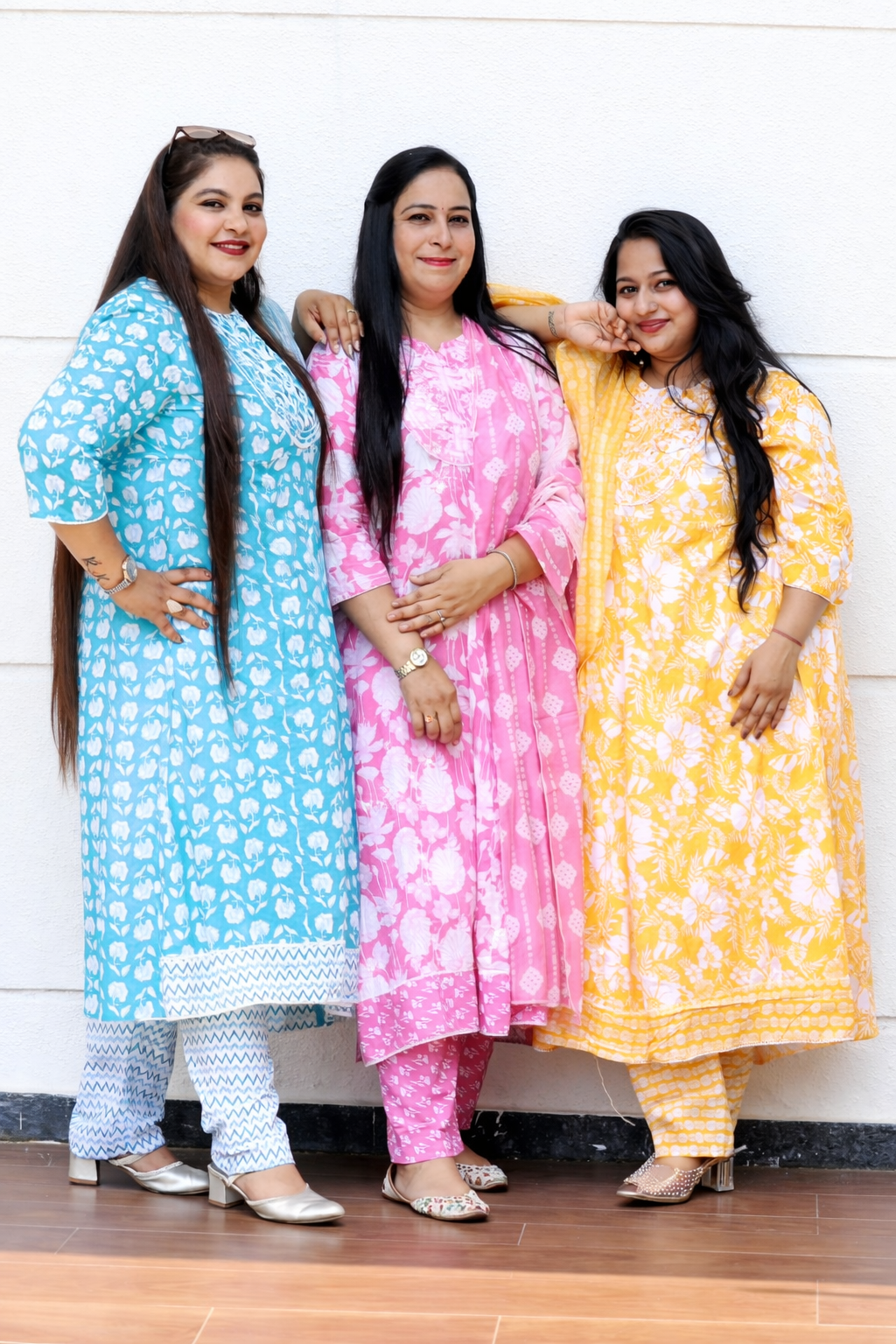 Sukoon Blossom Pink Floral Cotton Anarkali