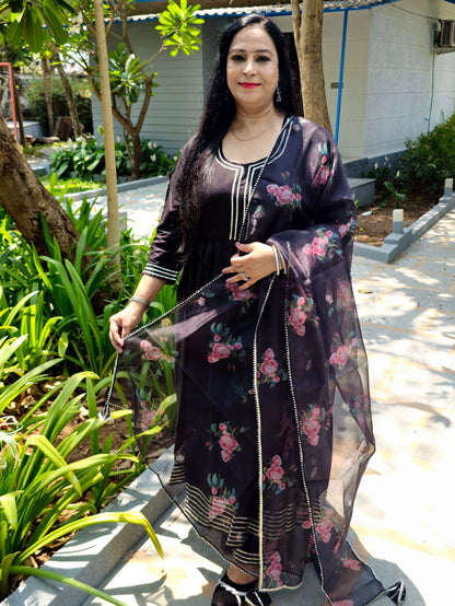 Raas Solid Black Gota Work Anarkali
