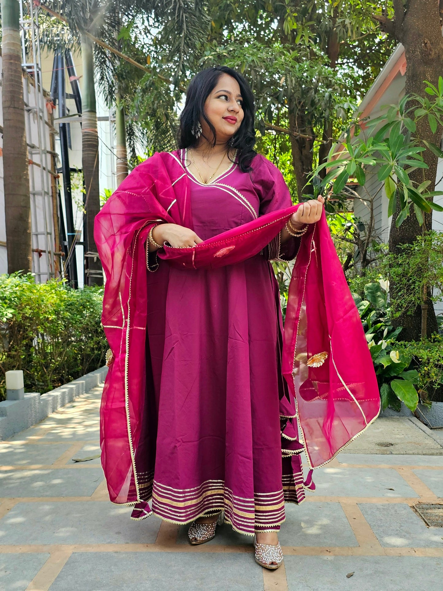 Ruhani Magenta Gota Work Anarkali