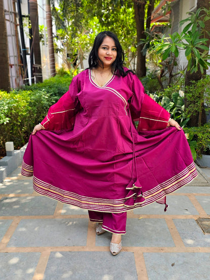 Ruhani Magenta Gota Work Anarkali