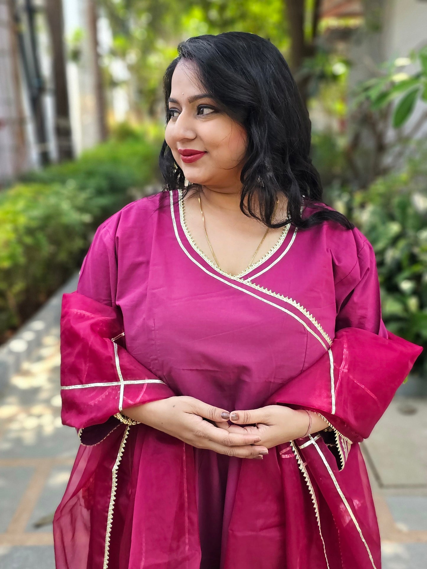 Ruhani Magenta Gota Work Anarkali