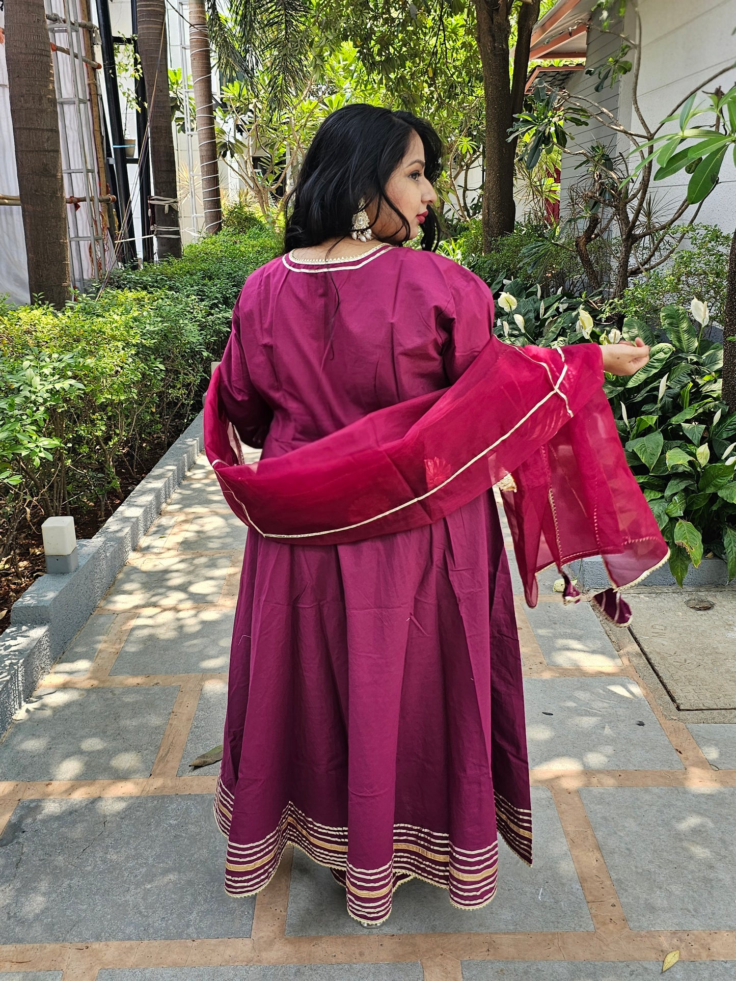 Ruhani Magenta Gota Work Anarkali