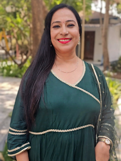 Ruhani Bottle Green Rayon Anarkali