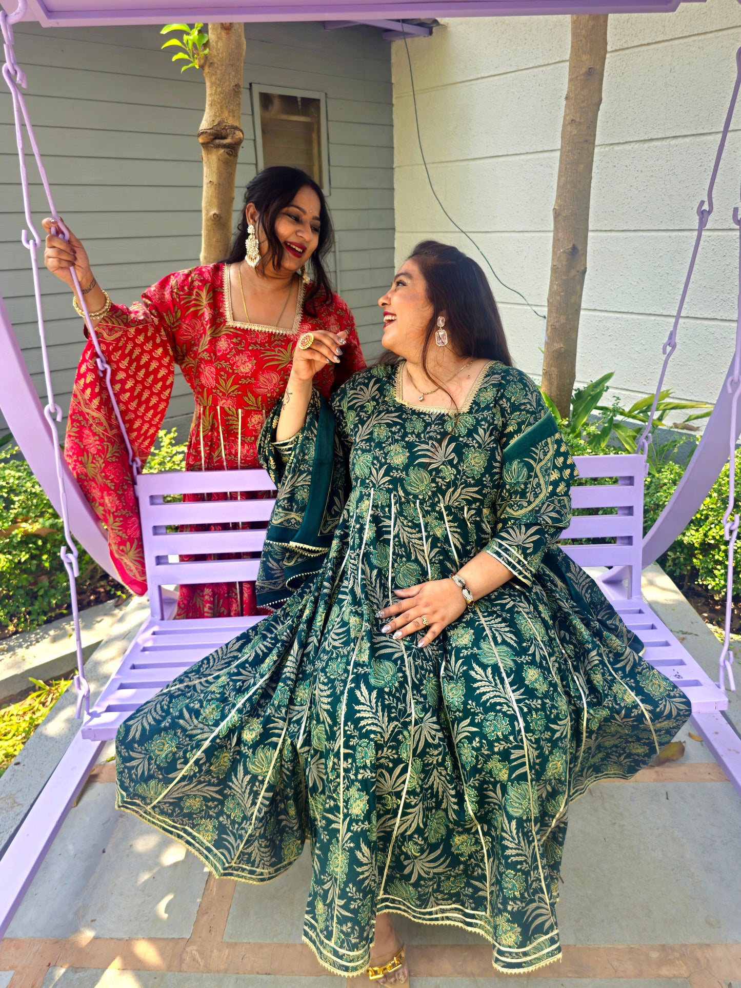 Suhani Emerald Green Cotton Anarkali