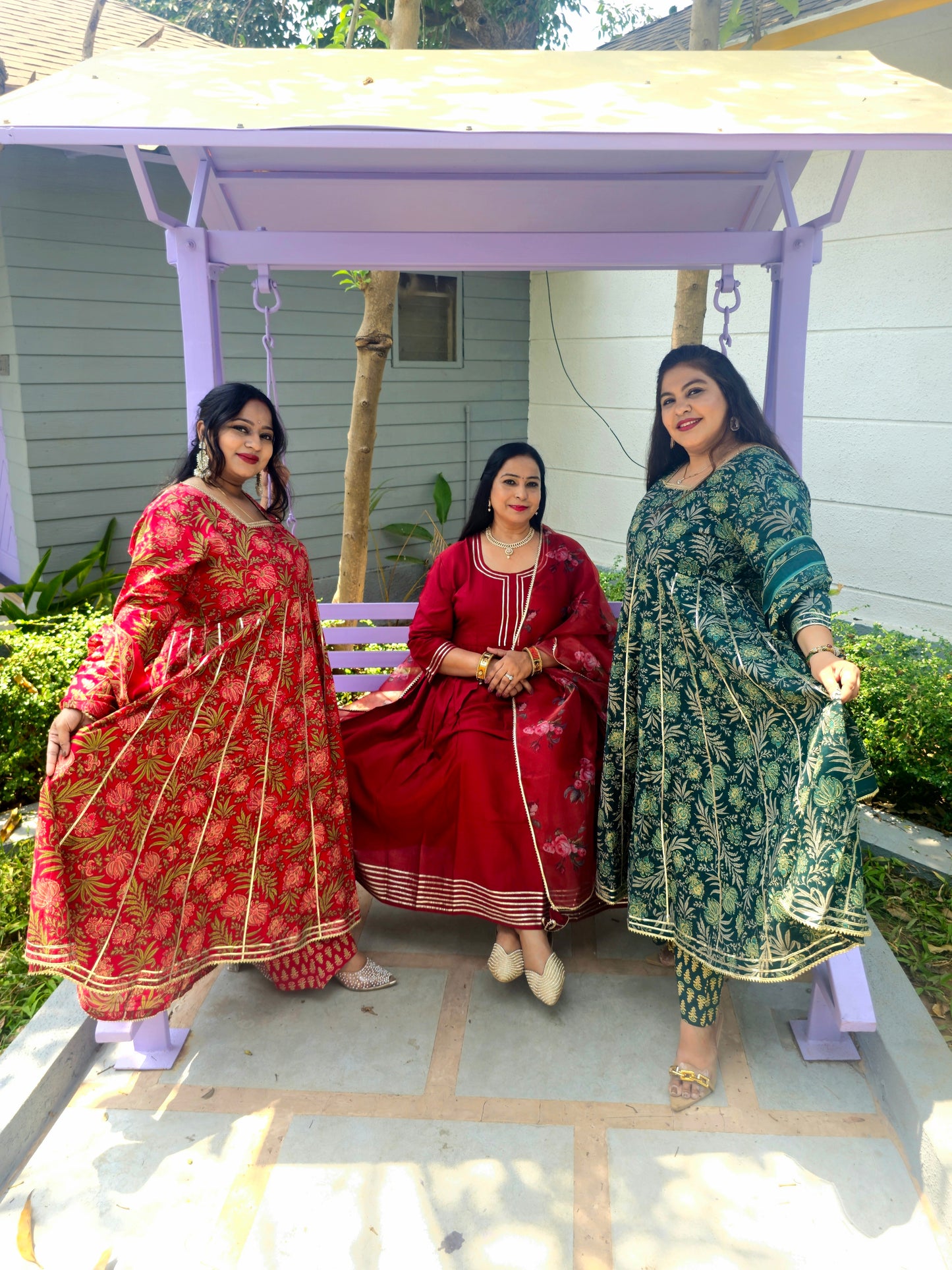Raas Maroon Rayon Gota Work Anarkali