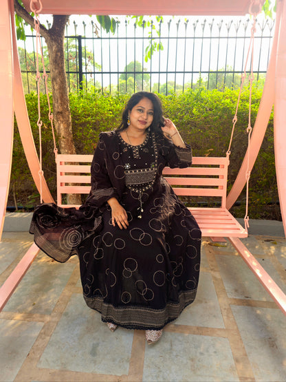 Raas Black Rayon Anarkali