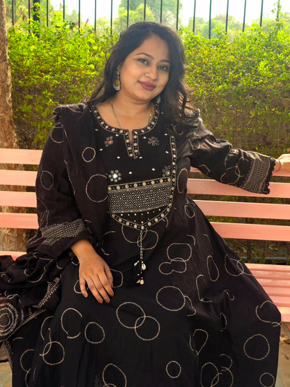 Raas Black Rayon Anarkali