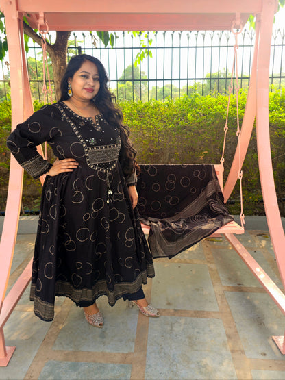 Raas Black Rayon Anarkali