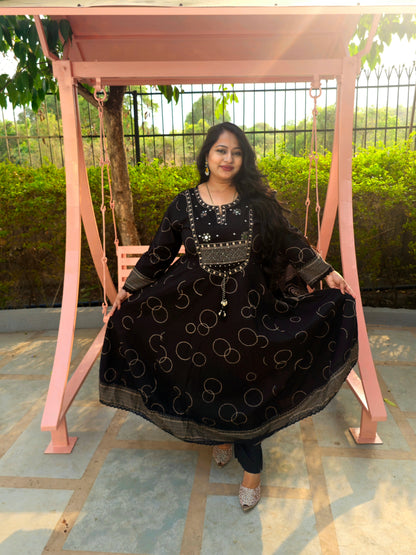 Raas Black Rayon Anarkali