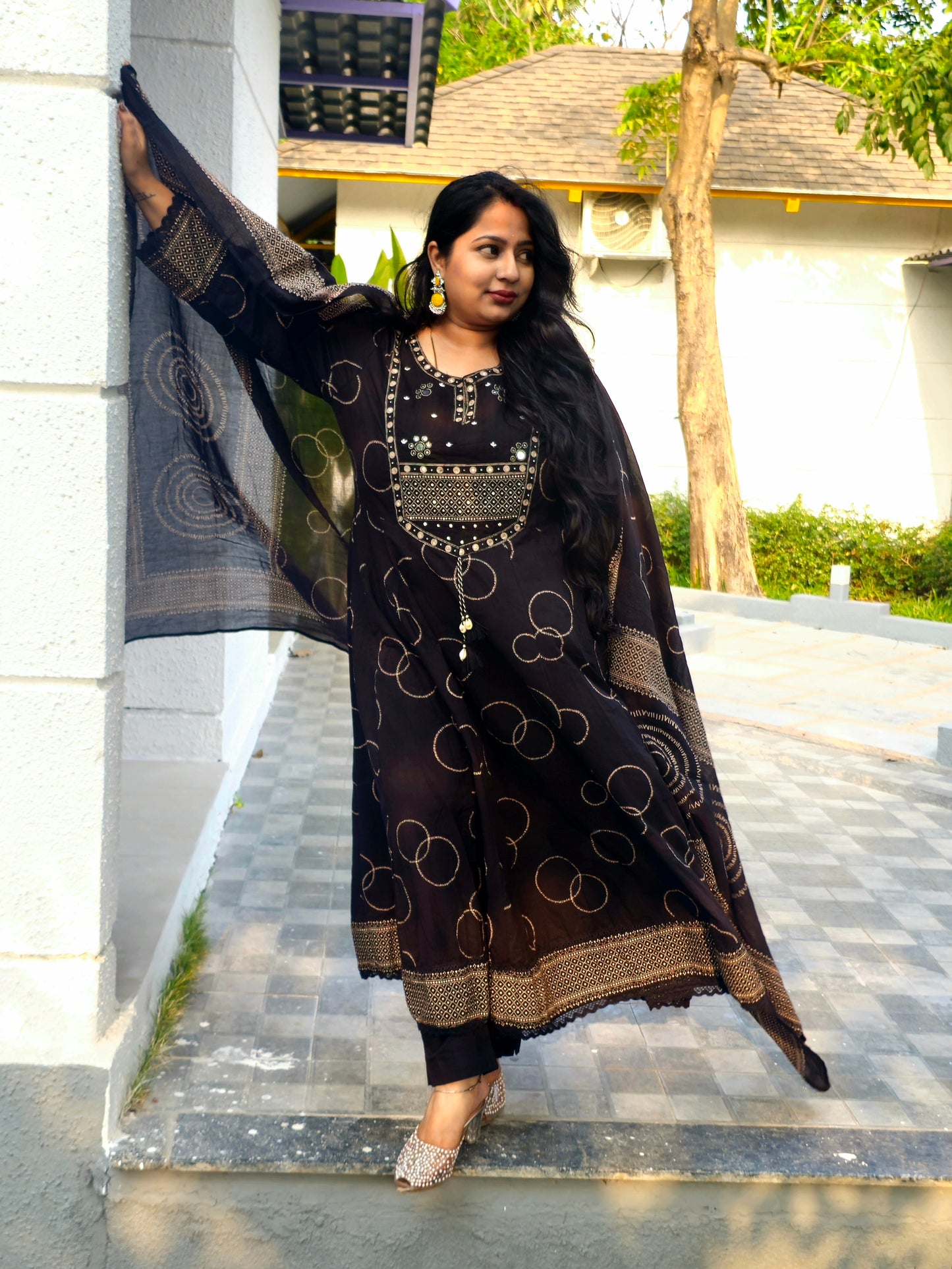 Raas Black Rayon Anarkali