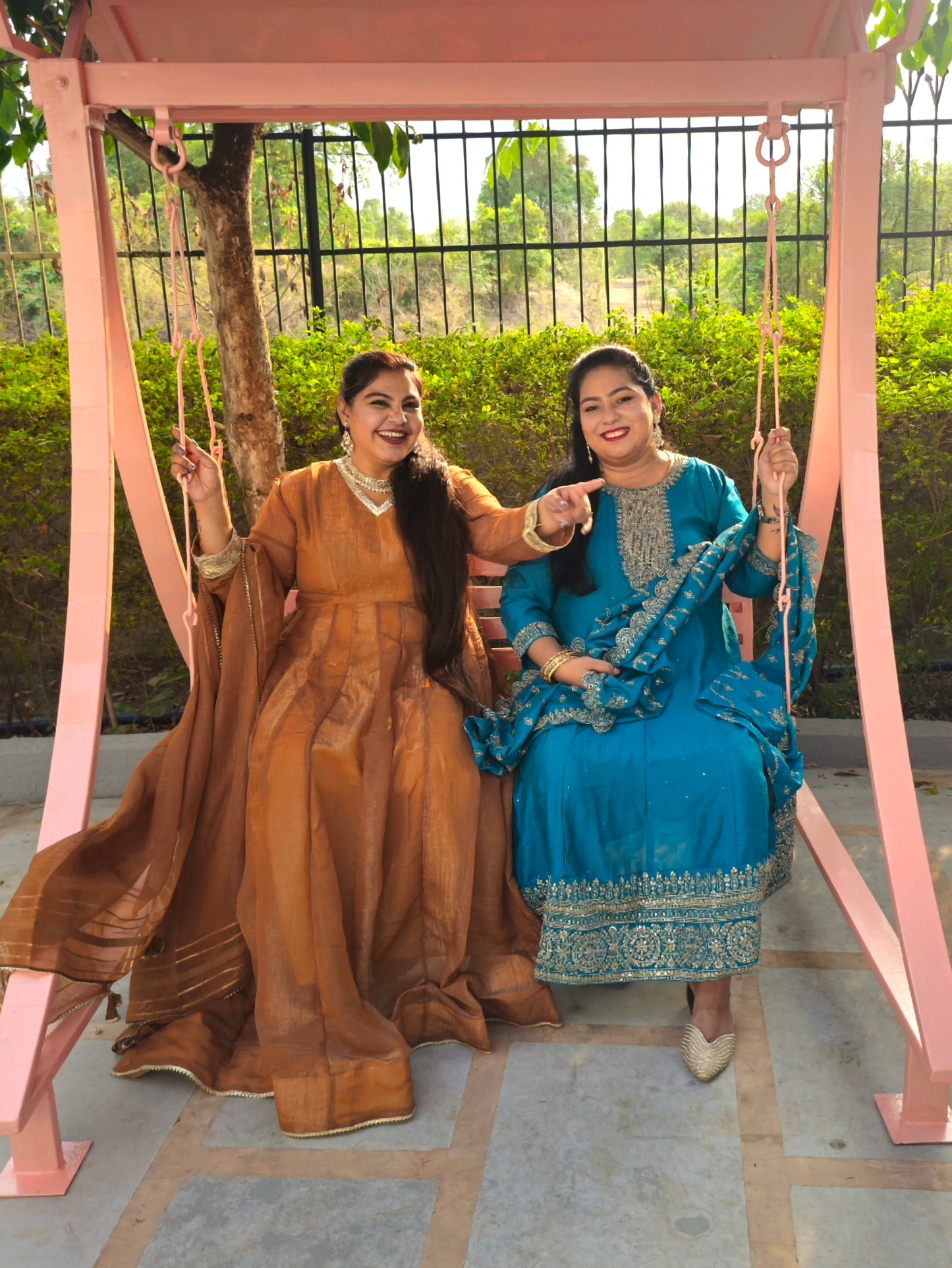 Suhani Brown-Gold Silk Solid Anarkali
