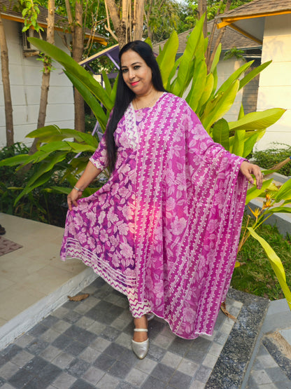 Sukoon Purple Cotton Anarkali