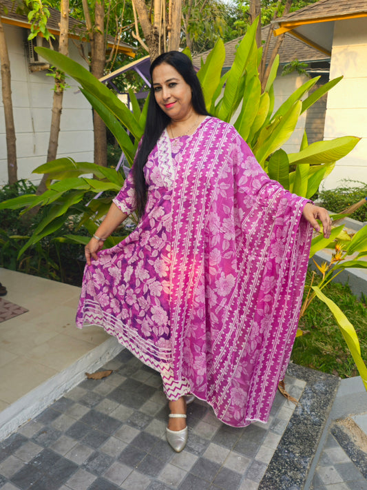 Sukoon Purple Cotton Anarkali