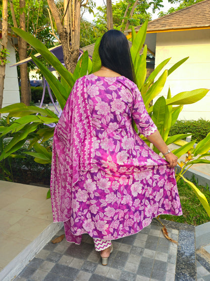 Sukoon Purple Cotton Anarkali