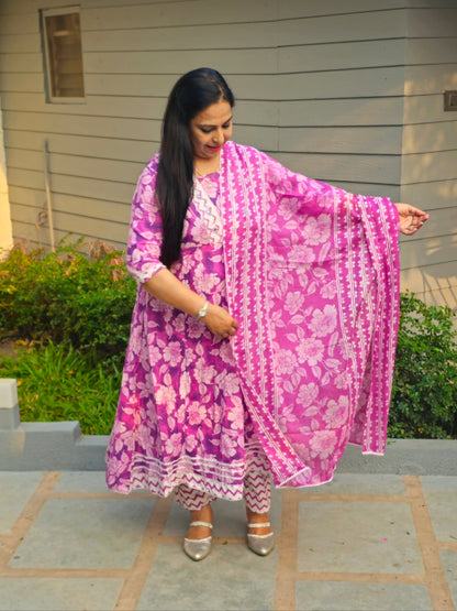 Sukoon Purple Cotton Anarkali