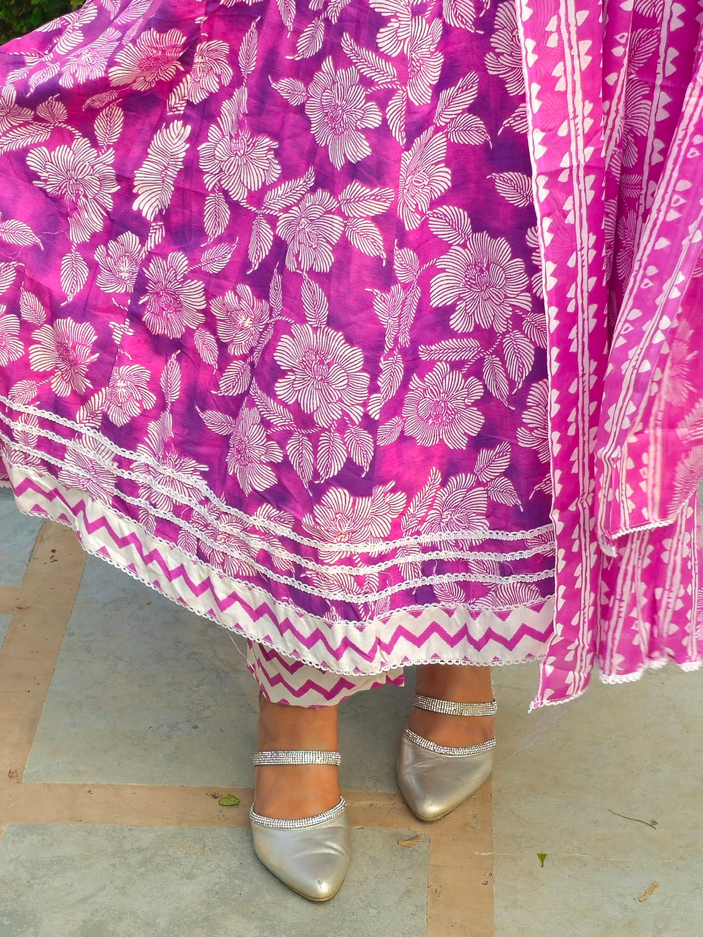 Sukoon Purple Cotton Anarkali