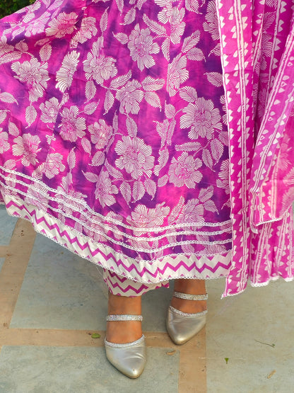 Sukoon Purple Cotton Anarkali