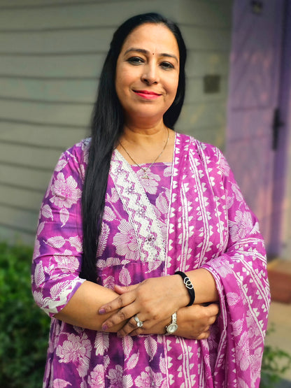 Sukoon Purple Cotton Anarkali