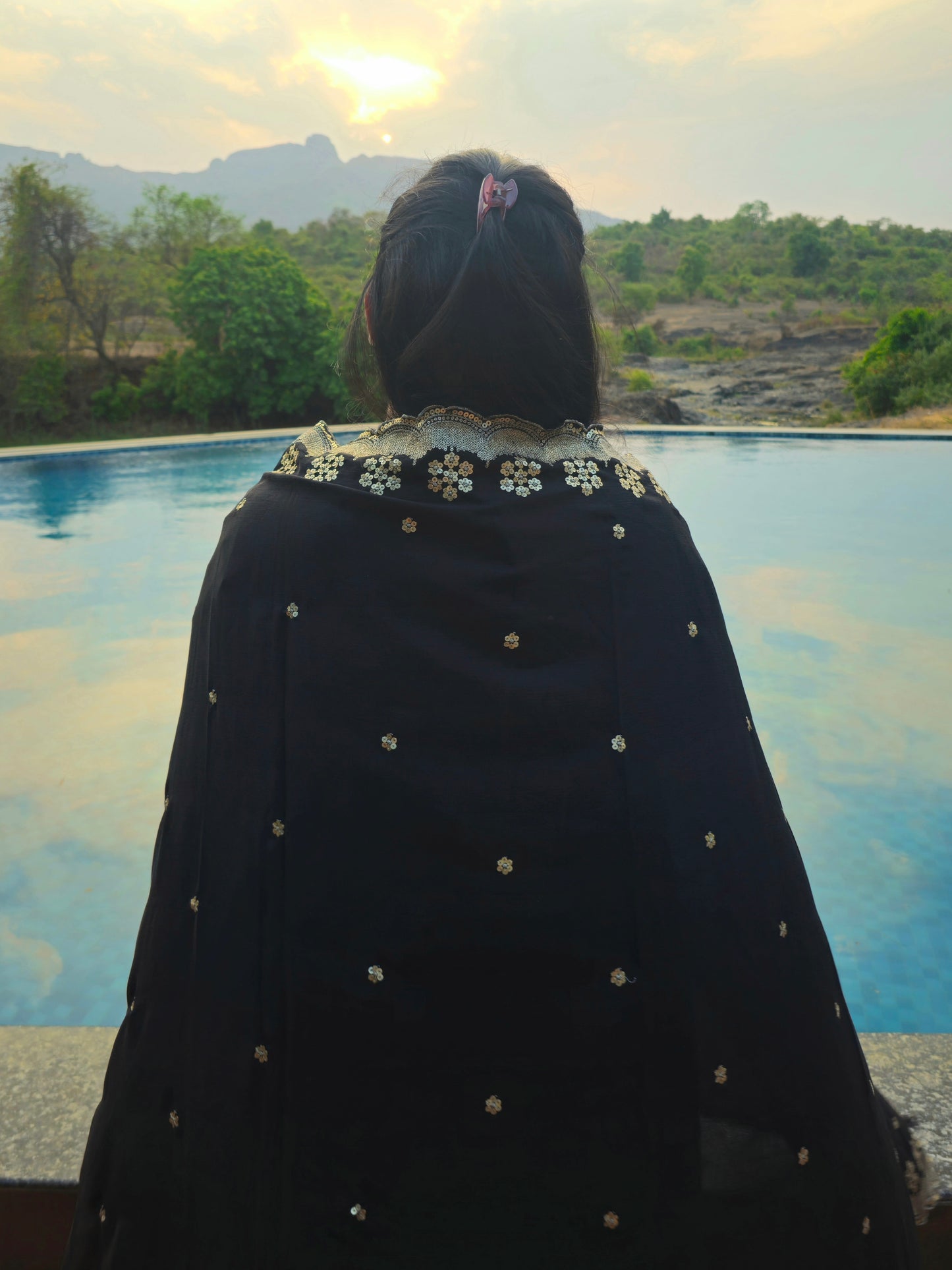 Ruhani Black Solid Cotton Anarkali