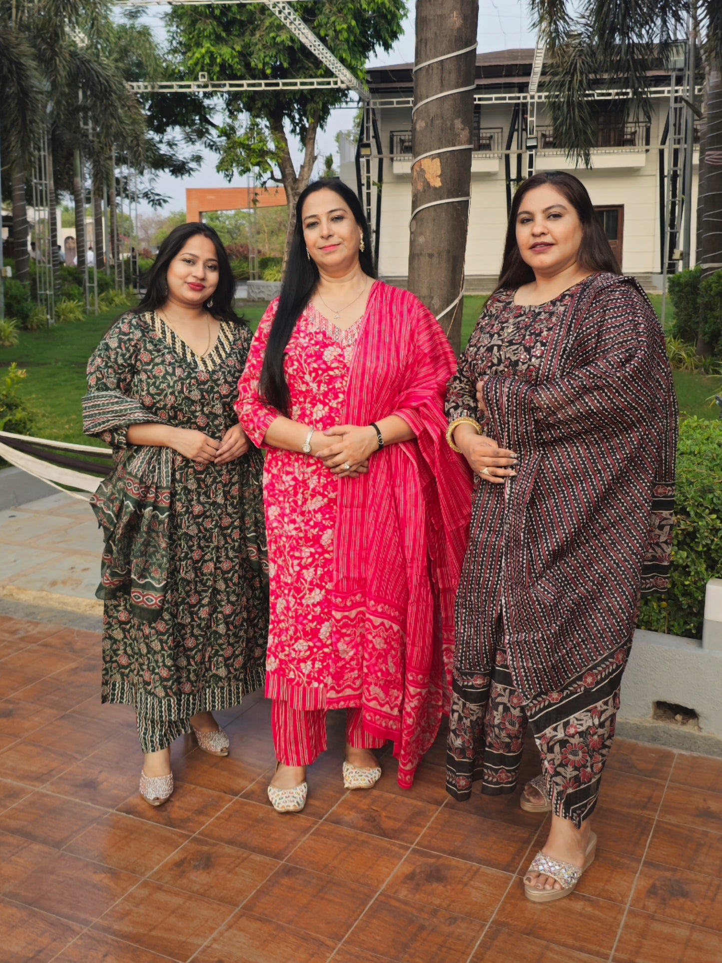 Raas Rani Pink Cotton Floral Anarkali