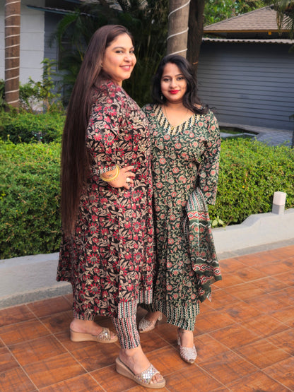 Raas Bottle Green Floral Anarkali