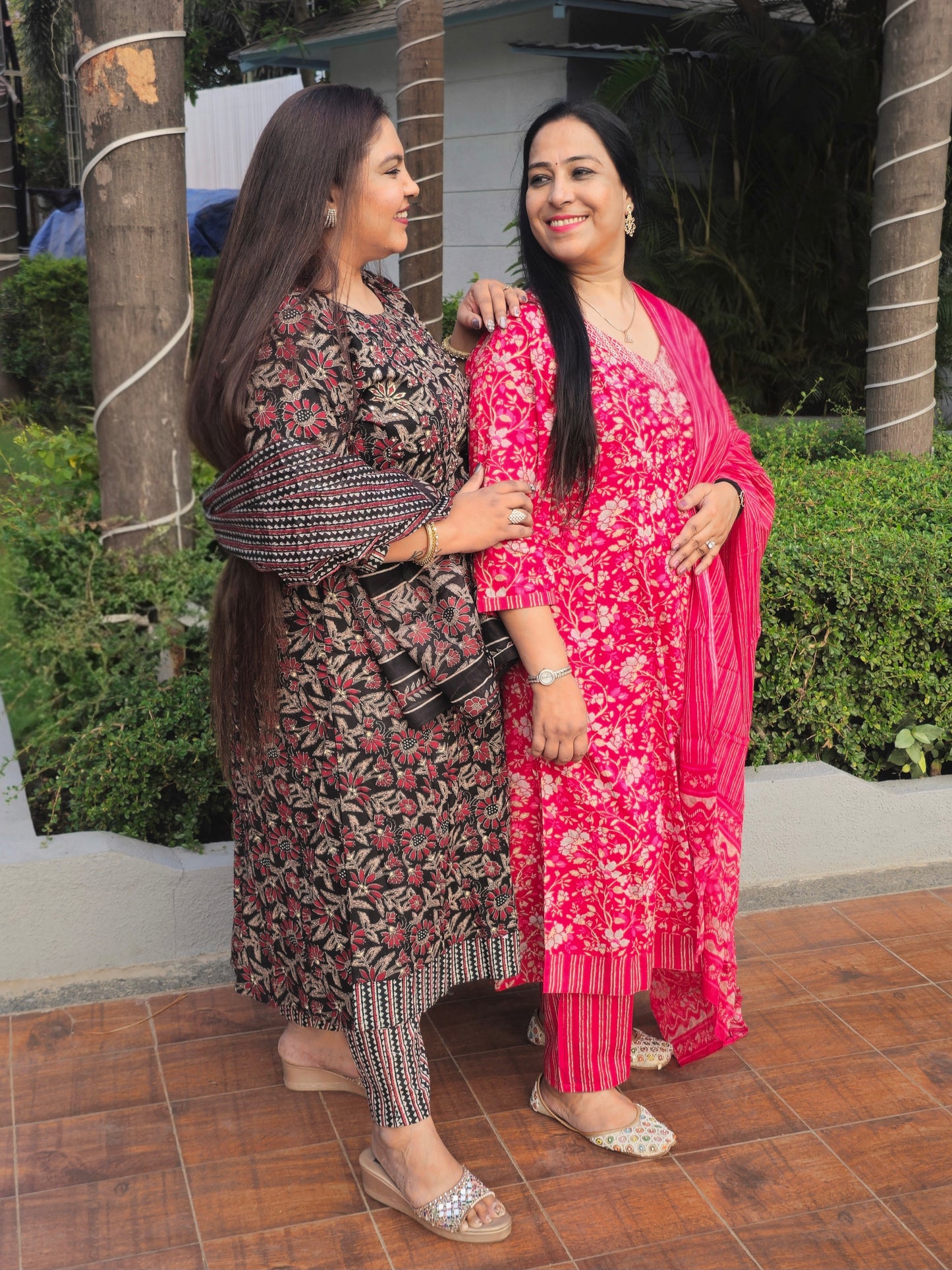 Raas Rani Pink Cotton Floral Anarkali