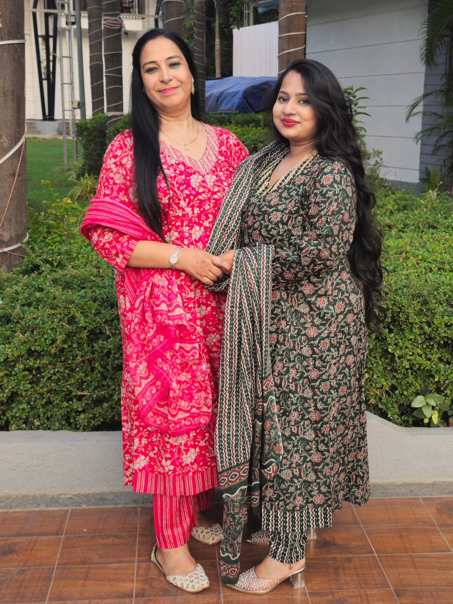 Raas Bottle Green Floral Anarkali