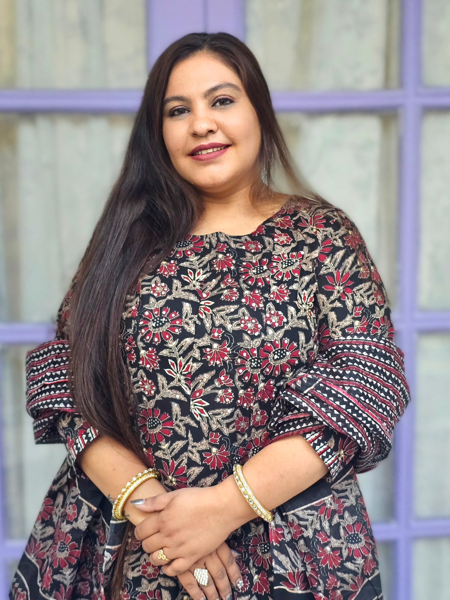 Raas Black Floral Anarkali