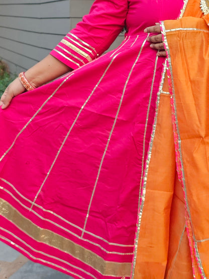 Suhani Hot Pink Cotton Anarkali