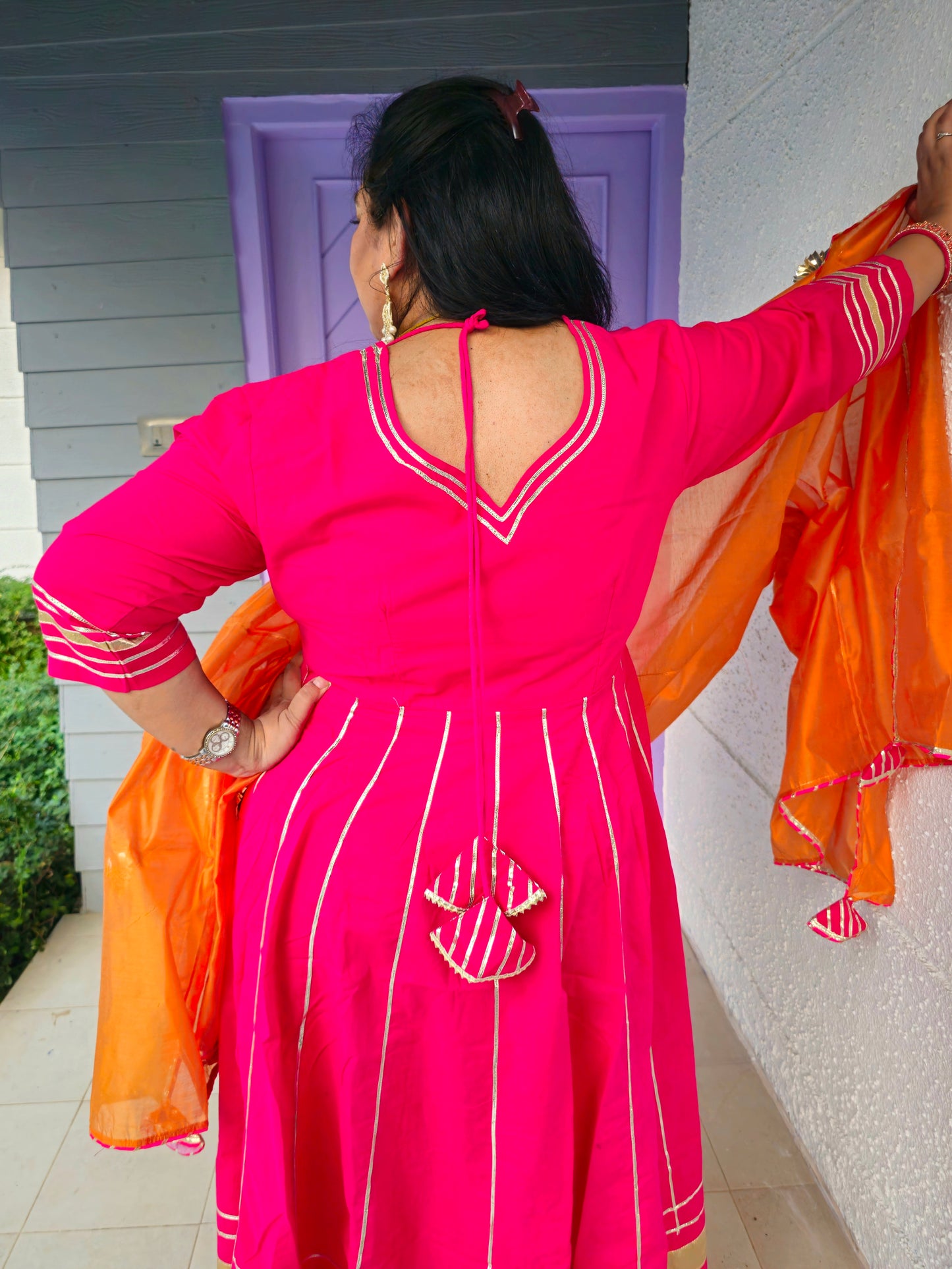 Suhani Hot Pink Cotton Anarkali