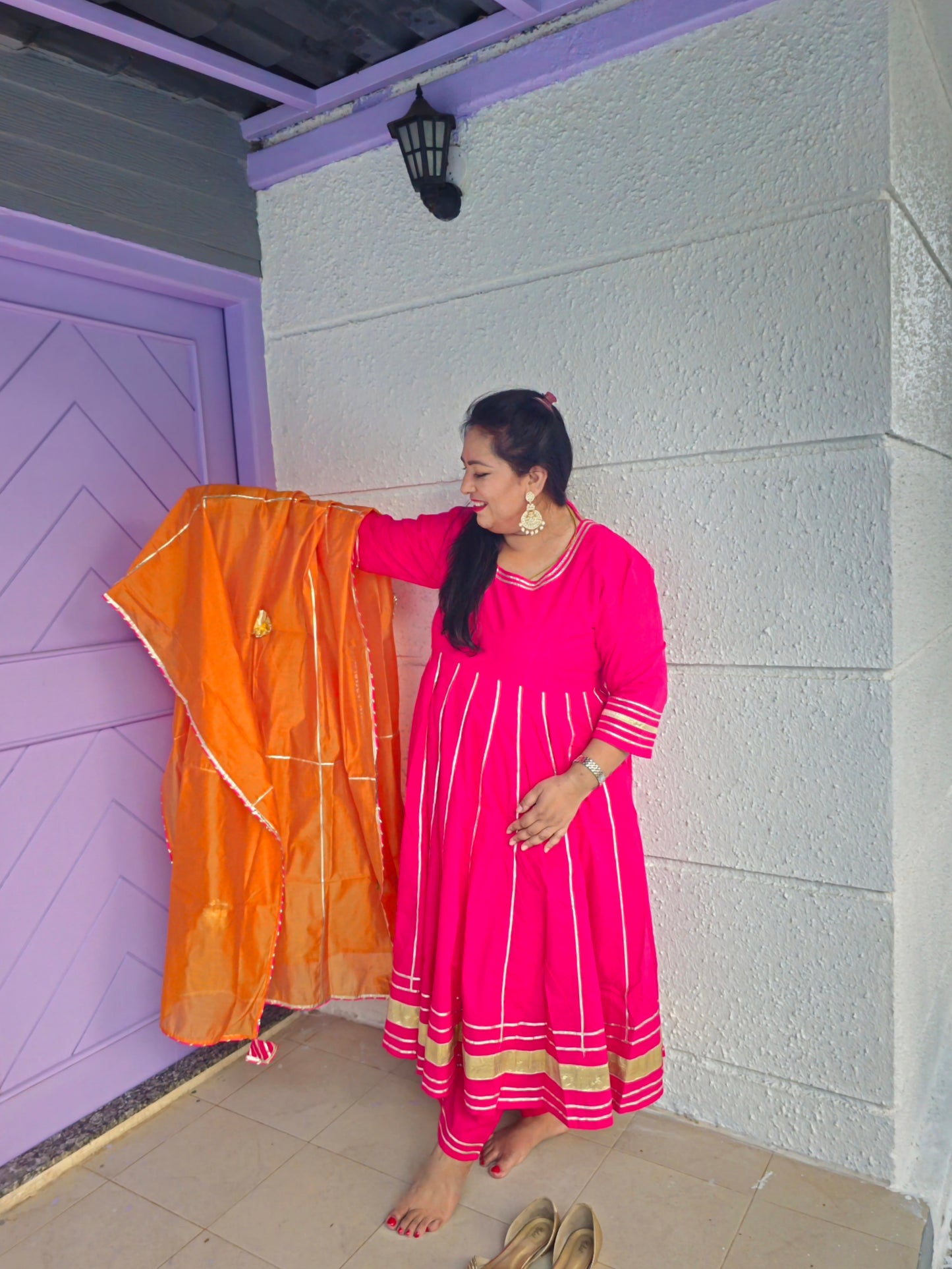 Suhani Hot Pink Cotton Anarkali
