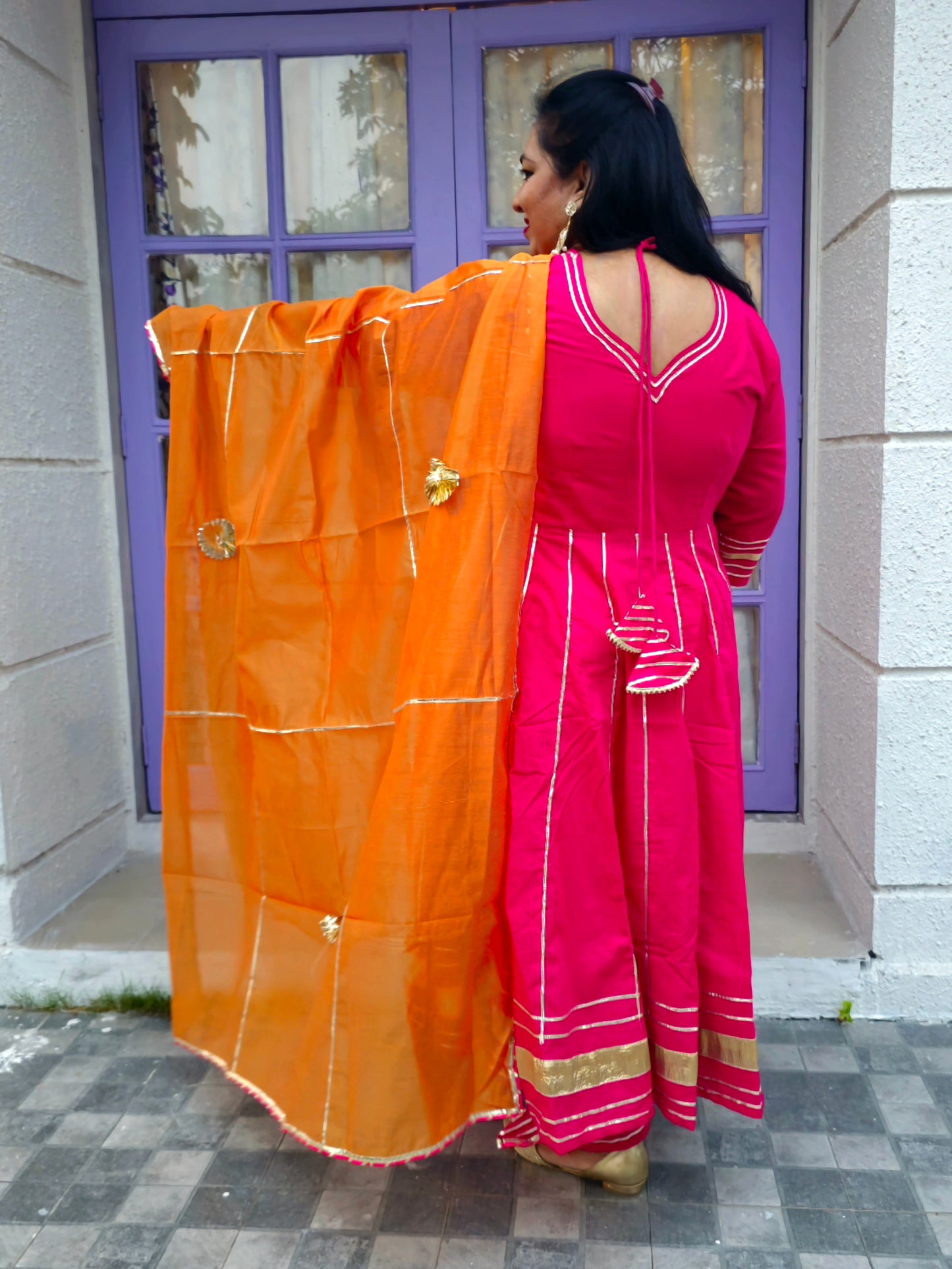 Suhani Hot Pink Cotton Anarkali