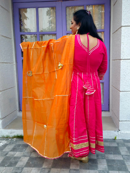 Suhani Hot Pink Cotton Anarkali