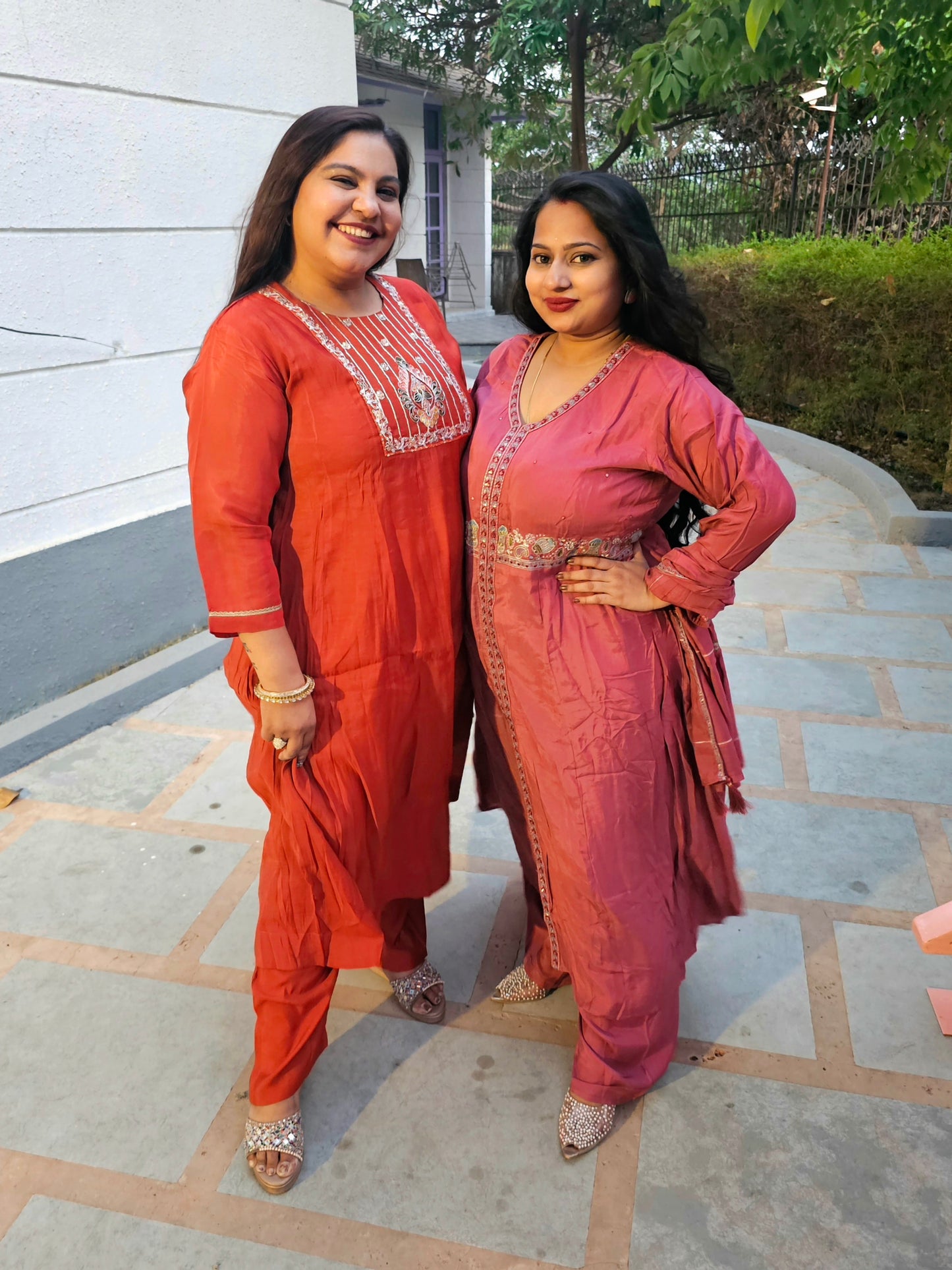 Saanjh Rust Orange Silk Blend Anarkali