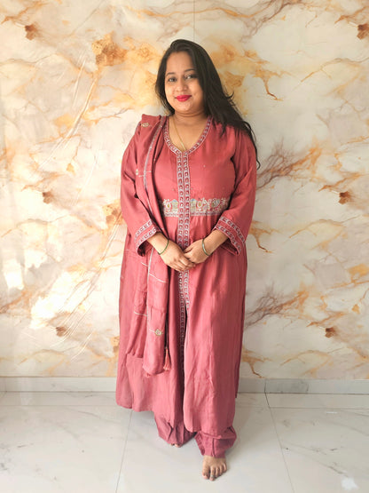 Saanjh Mauve Pink Front Slit Anarkali