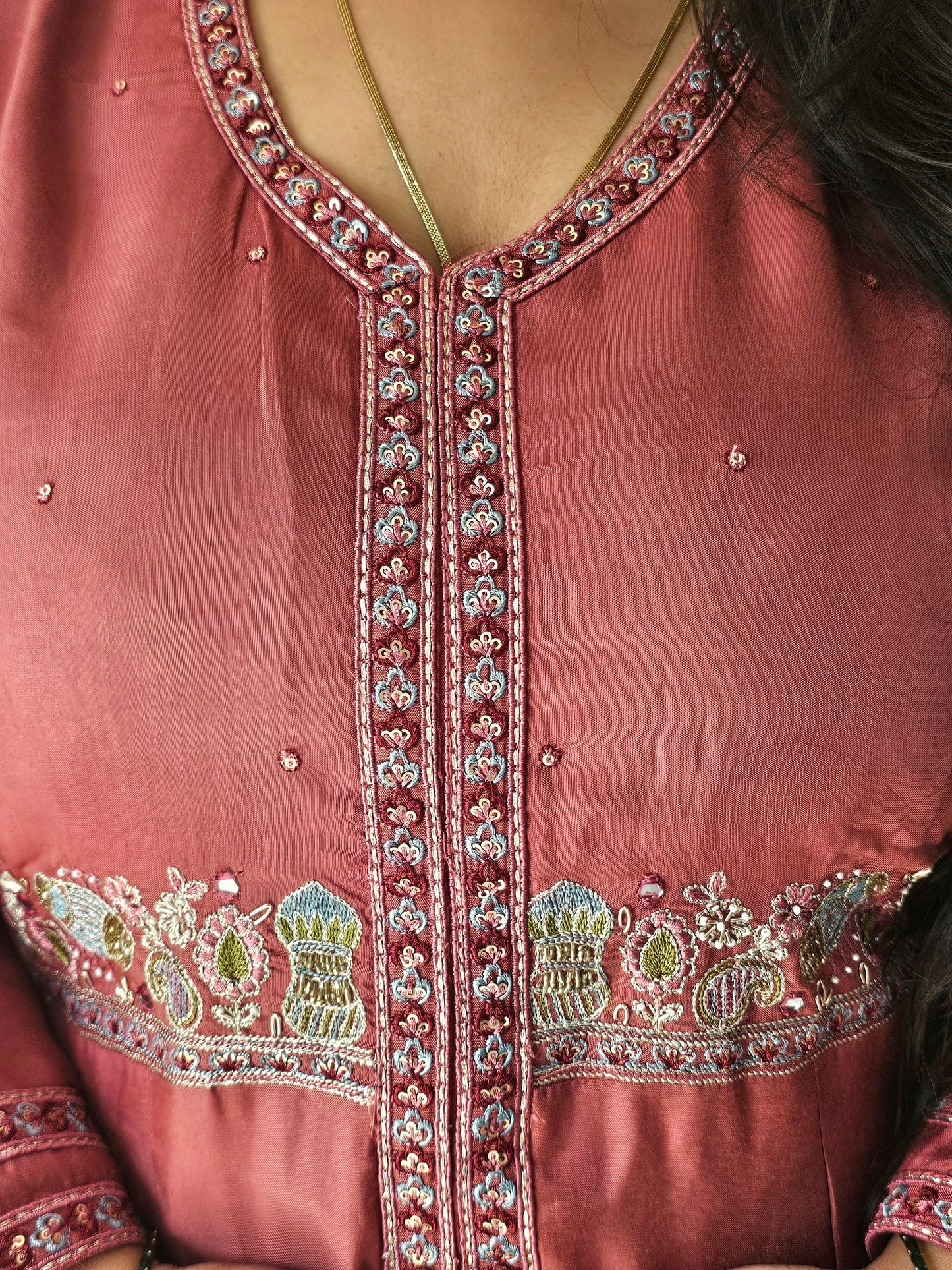 Saanjh Mauve Pink Front Slit Anarkali