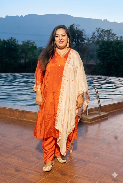 Saanjh Rust Orange Crepe Anarkali