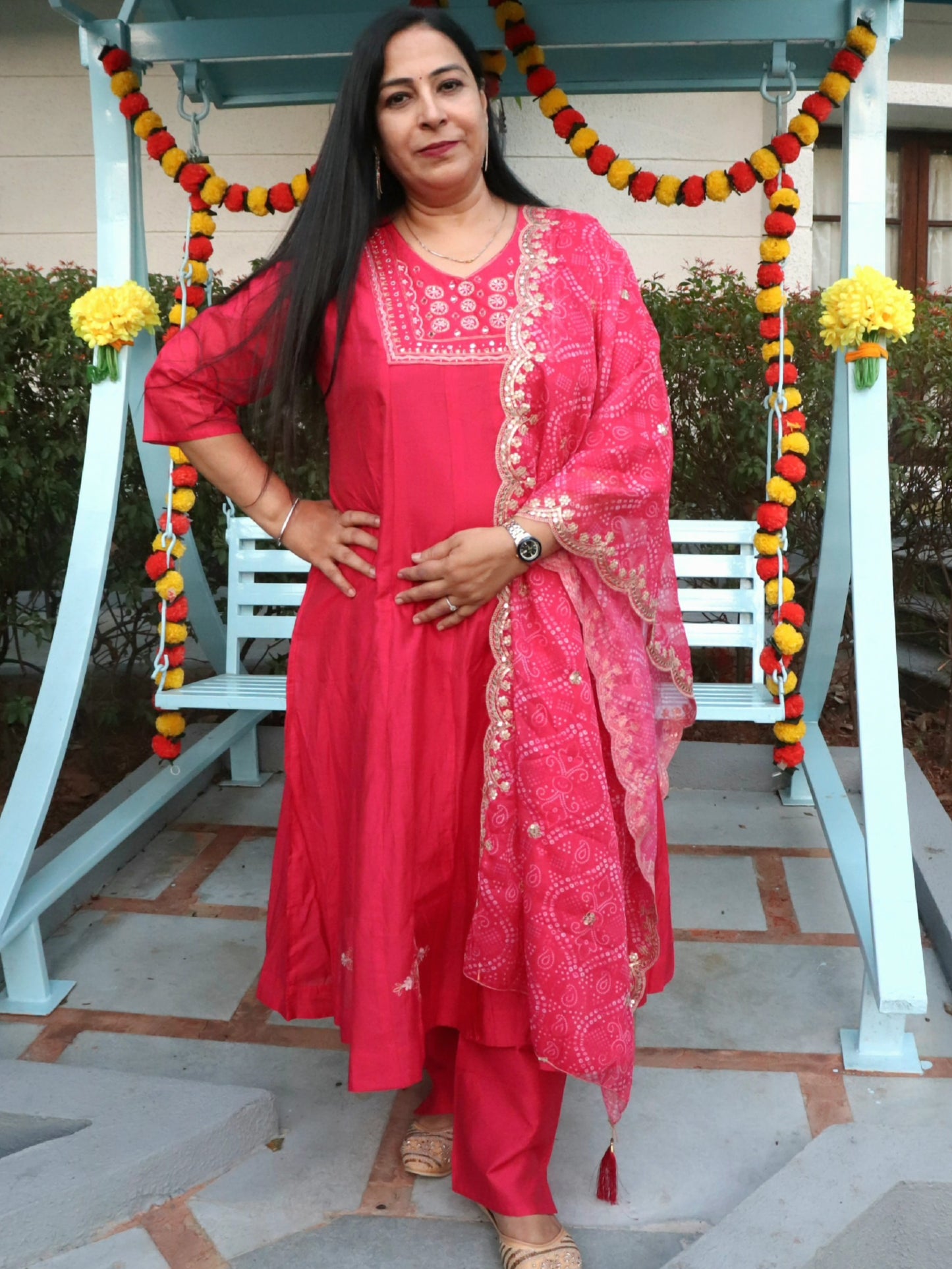 Saanjh Radiant Pink Anarkali