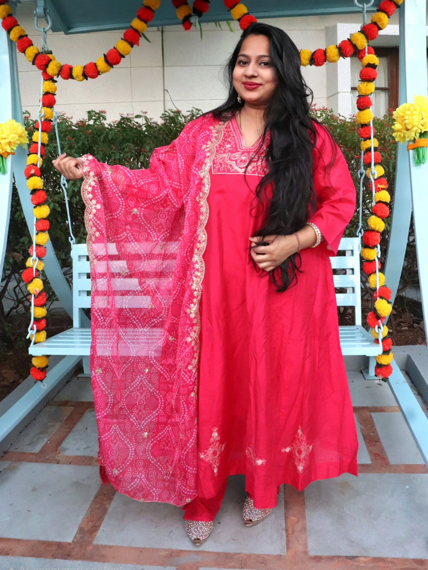 Saanjh Bright Pink Anarkali