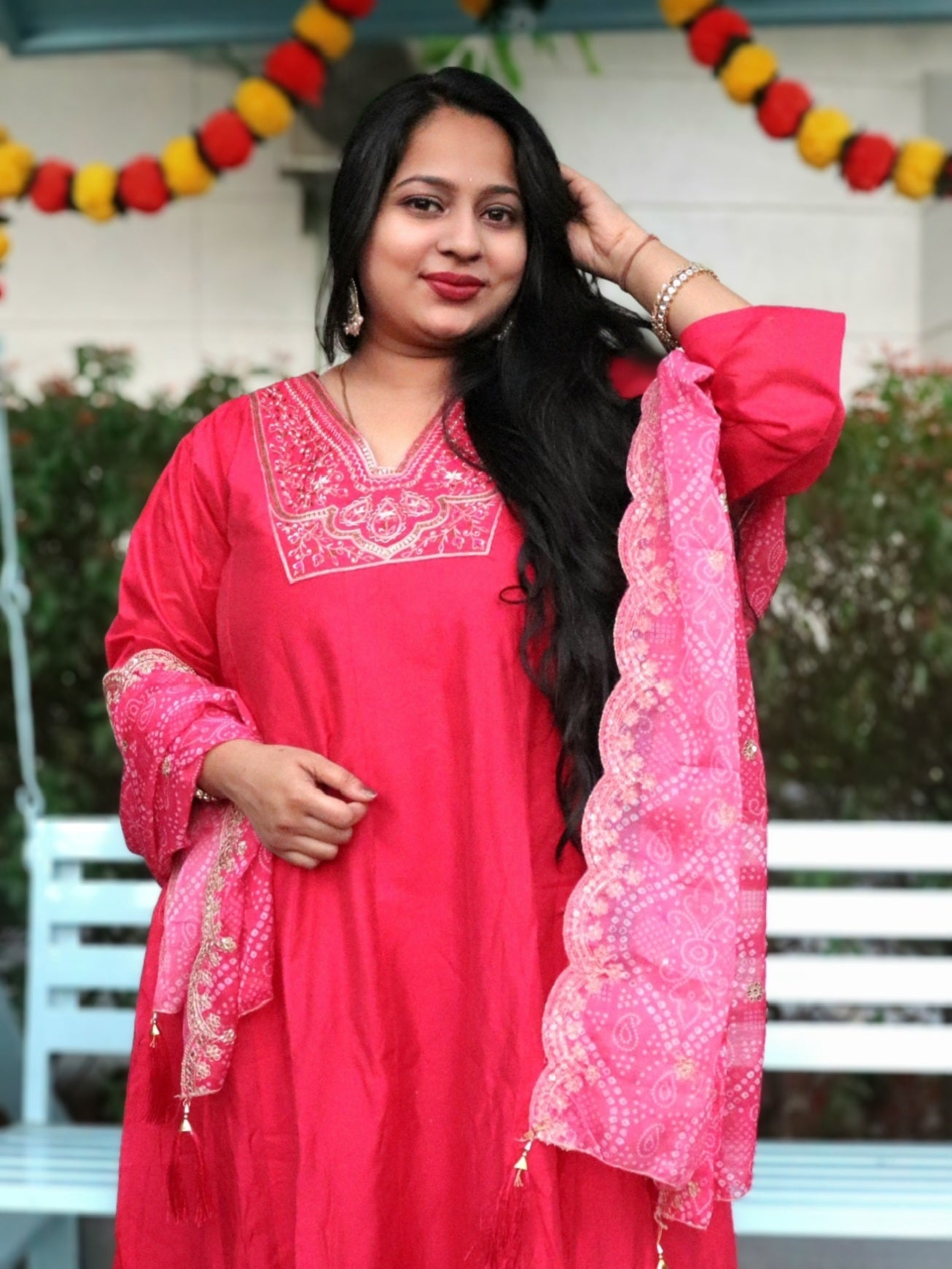 Saanjh Bright Pink Anarkali