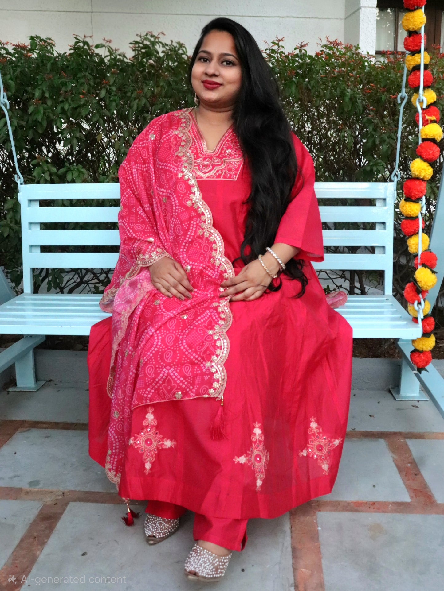 Saanjh Bright Pink Anarkali