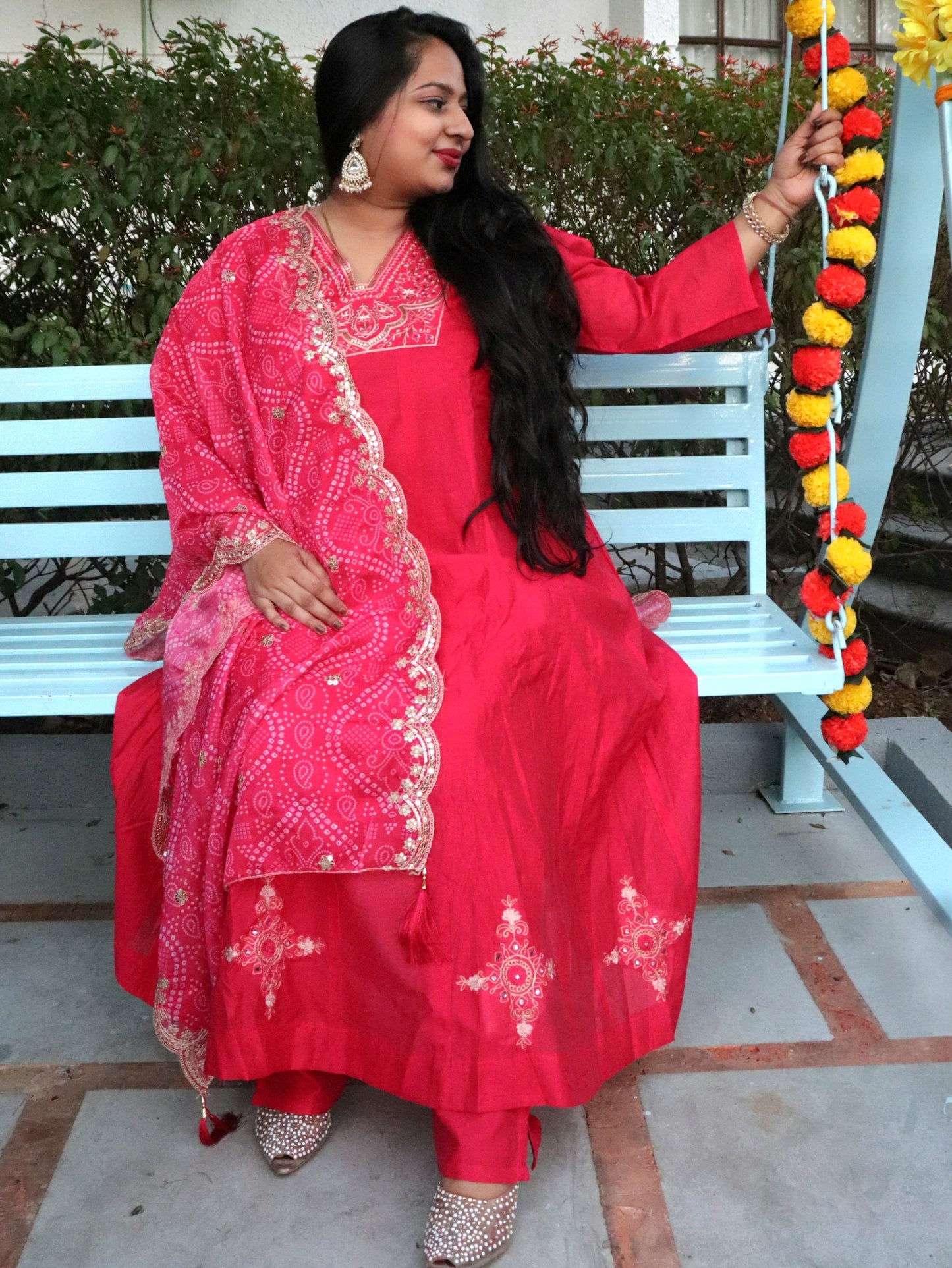 Saanjh Bright Pink Anarkali