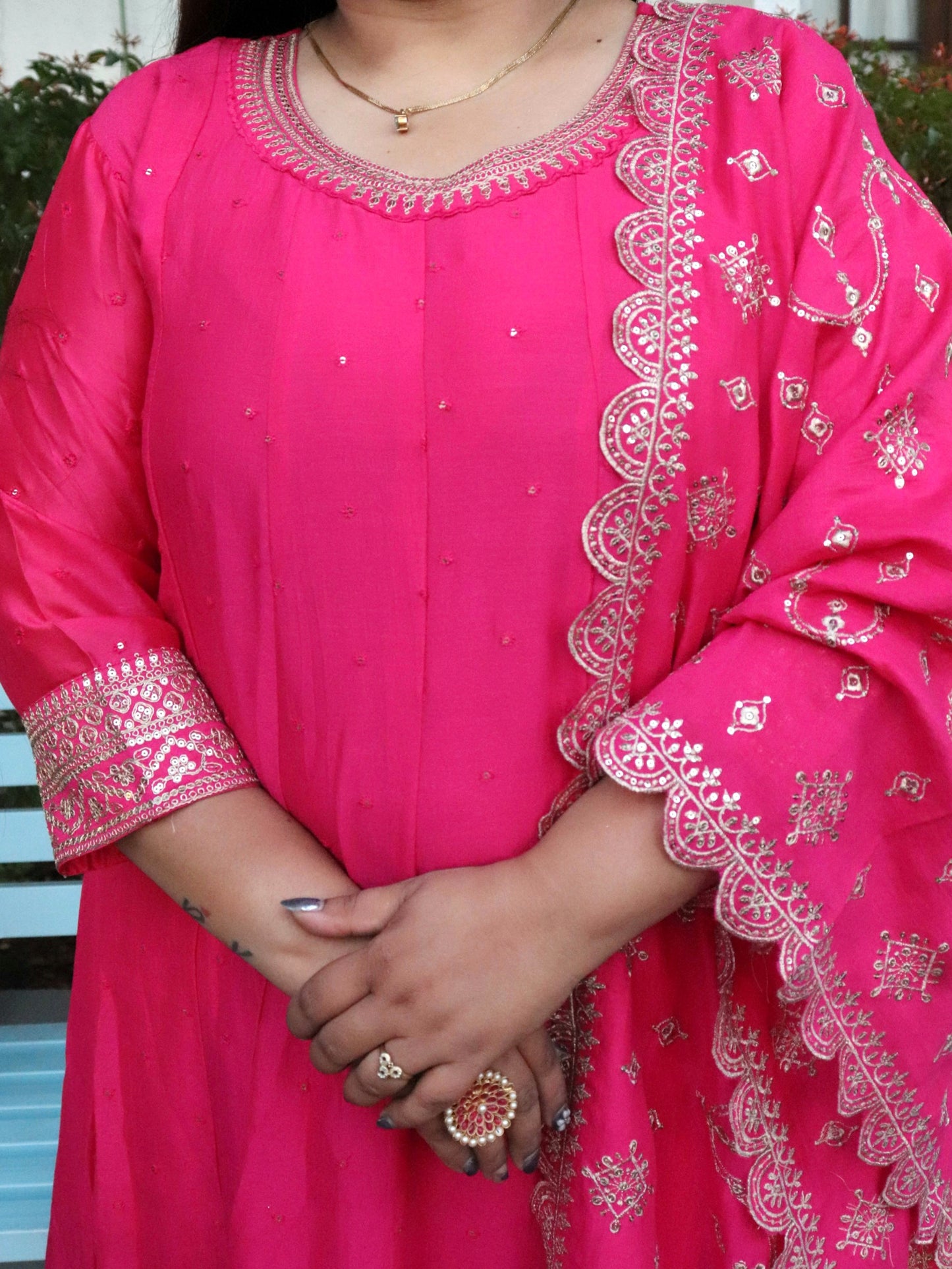 Noor Rani Pink Vichitra Silk Anarkali