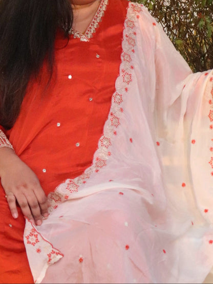 Saanjh Rust Orange Crepe Anarkali