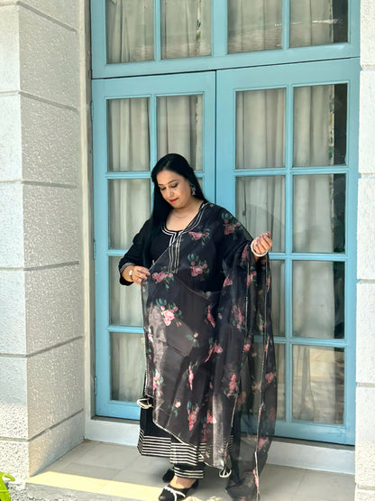 Raas Solid Black Gota Work Anarkali