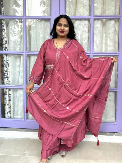 Saanjh Mauve Pink Front Slit Anarkali