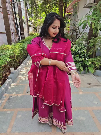 Ruhani Magenta Gota Work Anarkali