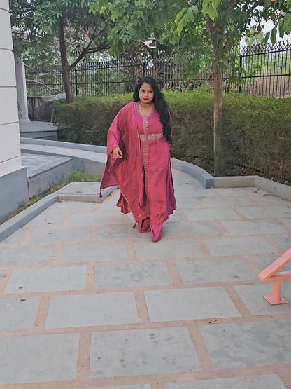 Saanjh Mauve Pink Front Slit Anarkali